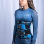Blue Pattern Latex Double Belt Waist Trimmer